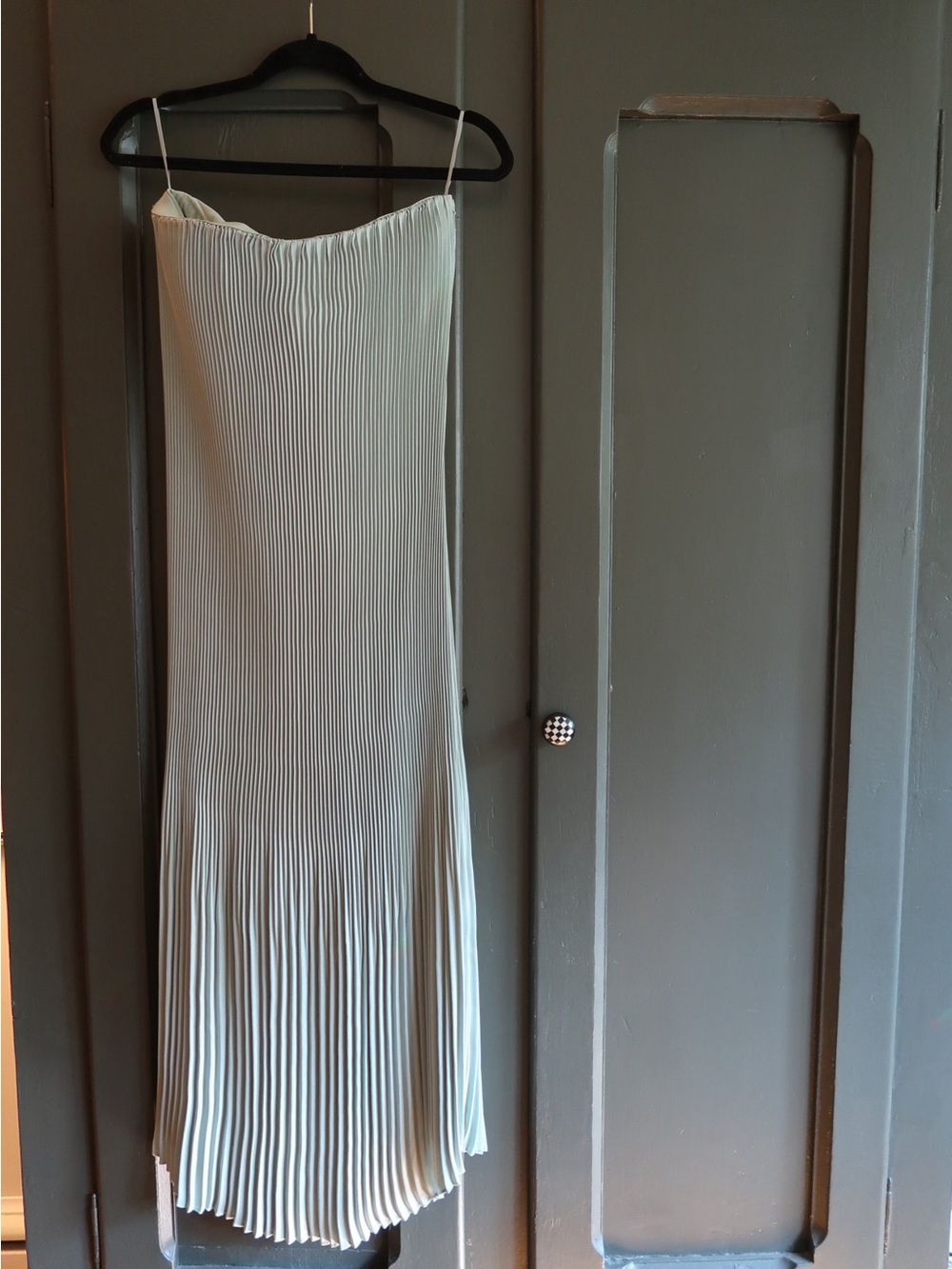 Aritzia Strapless Pleated Slip Dress in Sage Green - Picture 1 of 7